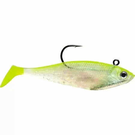 Storm WildEye Swim Shad 4" 7/16oz - Shiner Chartreuse Silver 3pk - Lucky Lure Tackle