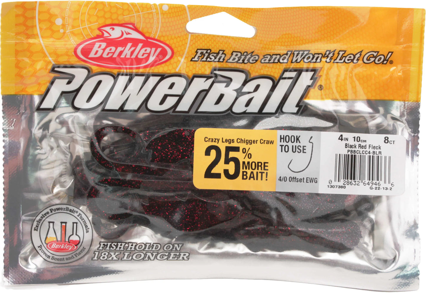 Berkley PB Crazy Legs Chigger Craw 4" - Black Red Flake 8pk - Lucky Lure Tackle