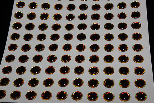 6th Sense Crush 3D Eyes - 6mm Gold/Red 100pc