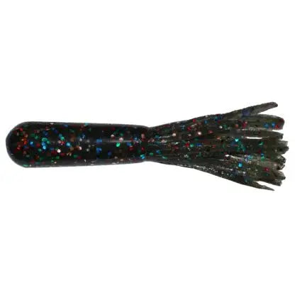 Big Bite Salt Tube 3.5" - SMOKE WITH MULTI GREEN RED FLK 10pk - Lucky Lure Tackle