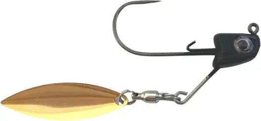 Great Lakes Finesse Sneaky Underspin Jighead 3/16oz - Matte Black Gold Blade - Lucky Lure Tackle