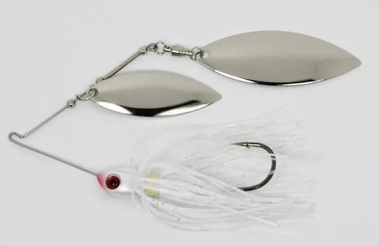 Delta Lures Spinnerbait 3/8oz Nickel Willow/Nickle Willow - Whtie Shad - Lucky Lure Tackle