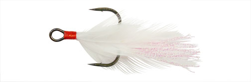 Gamakatsu Feathered Treble White & Red Sz 6 - 2pk
