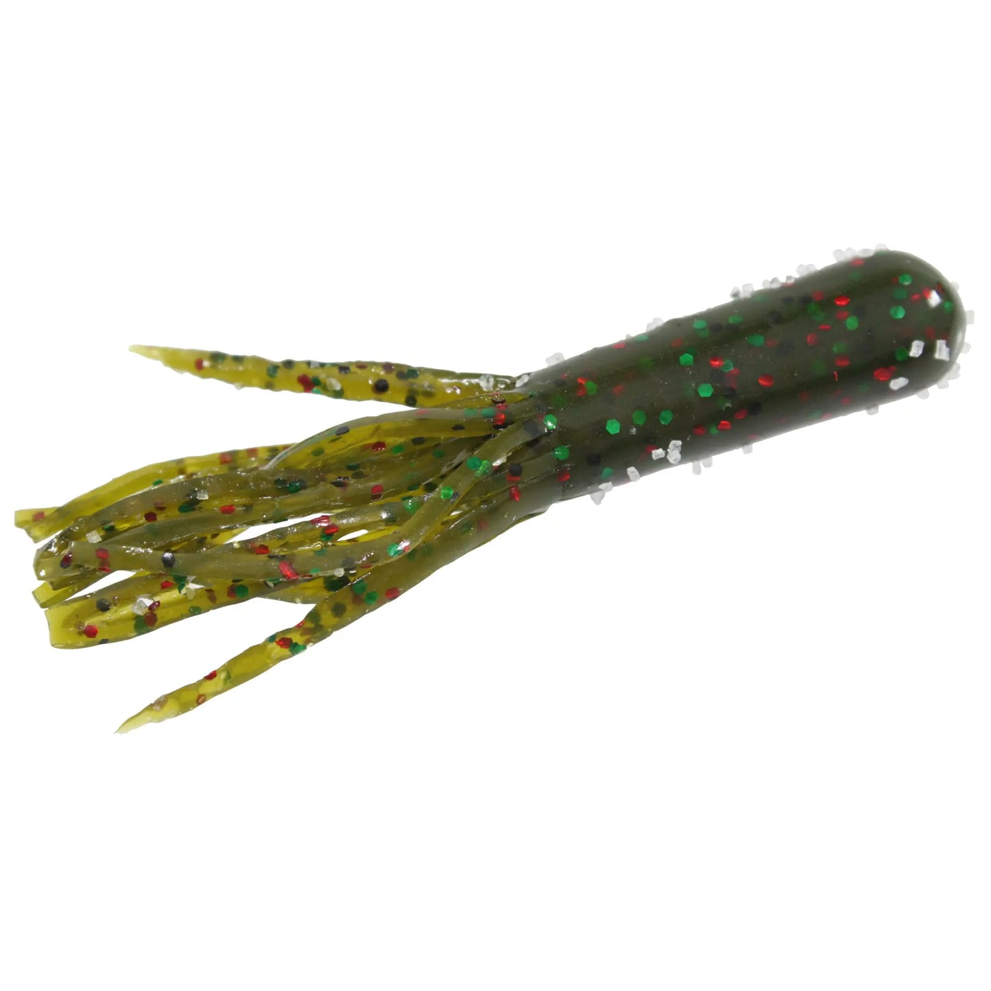 Strike King Bitsy Tube - Green Pumpkin Red/Green Flake 10pk - Lucky Lure Tackle