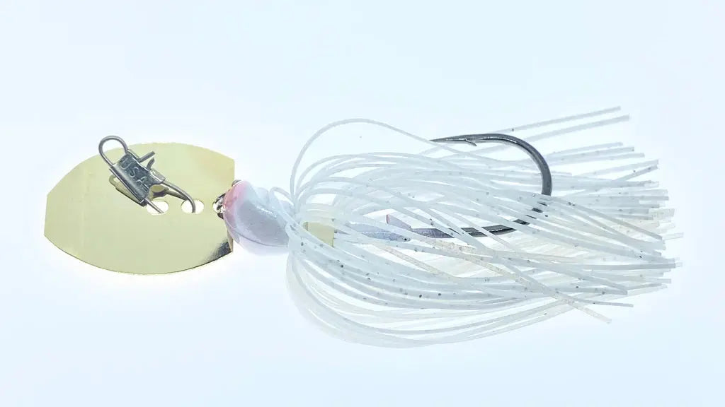 Delta Lures Thunder Jig 1/2oz - Gold Blade White Shad - Lucky Lure Tackle