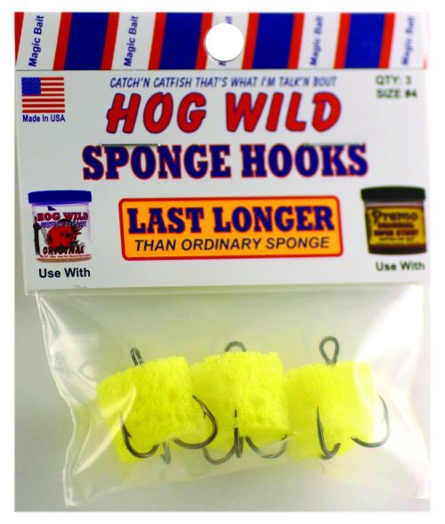 Magic Bait Hog Wild Sponge Treble Hooks Sz 4 - 3pk