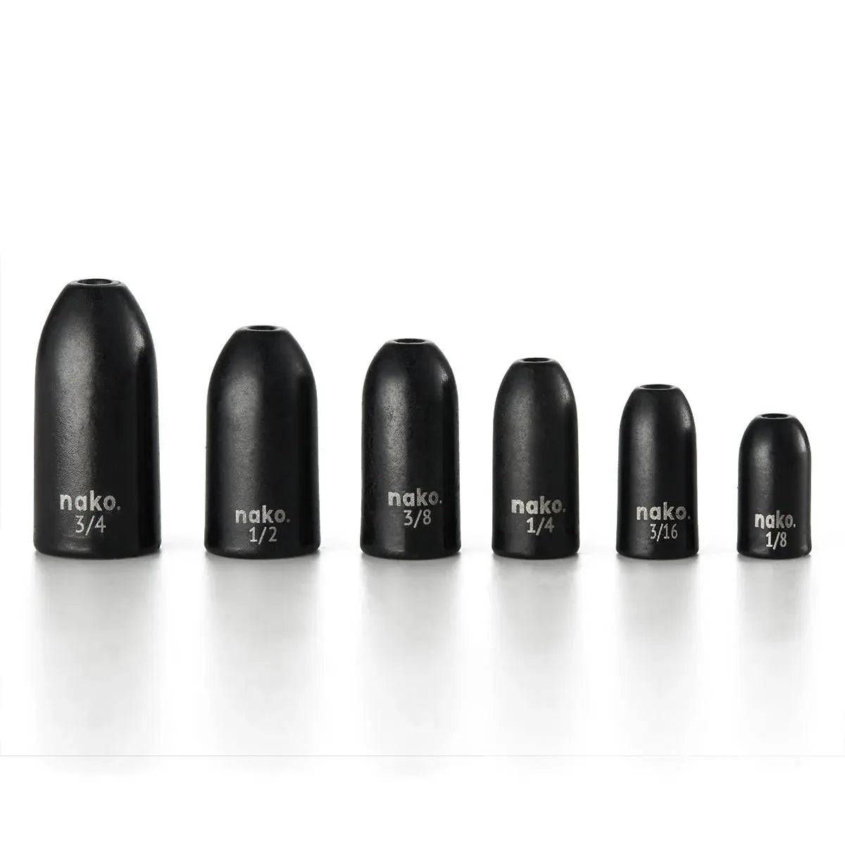 Nako 1/4oz Tungsten Worm Weights - Black 5pk - Lucky Lure Tackle