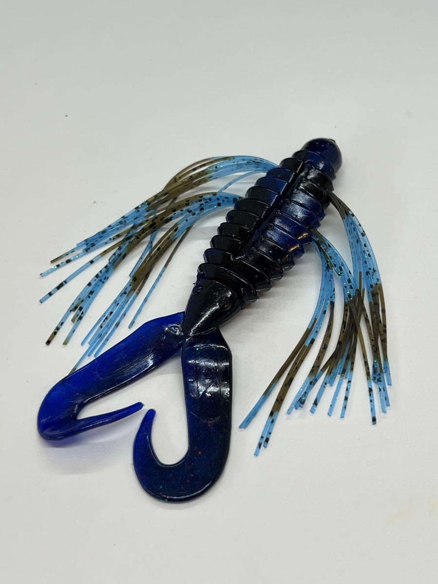 Tightline UV Whisker BIG'N Bug 4" - Blue Black Swirl w/ Okeechobee Craw 4pk
