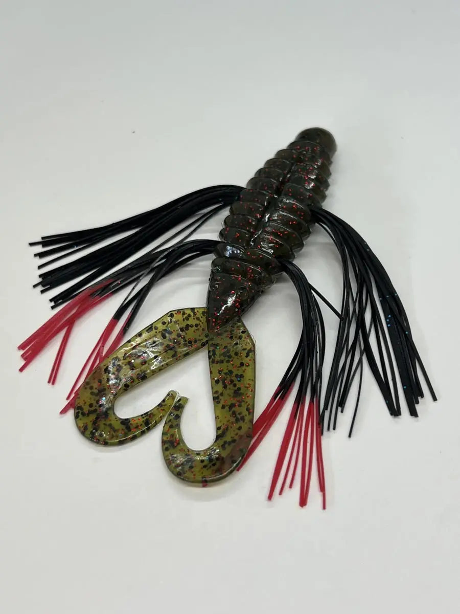 Tightline UV Whisker BIG'N Bug RATTLING 4" - UV Watermelon Red w/ Black Red Tip 4pk - Lucky Lure Tackle