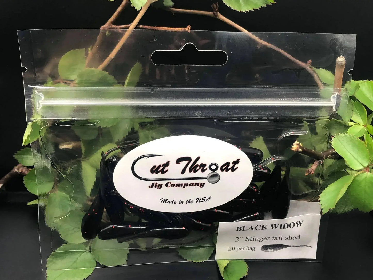 Cut Throat Crappie Crusher 2" Stinger Tail Shad -BLACK WIDOW 20pk - Lucky Lure Tackle