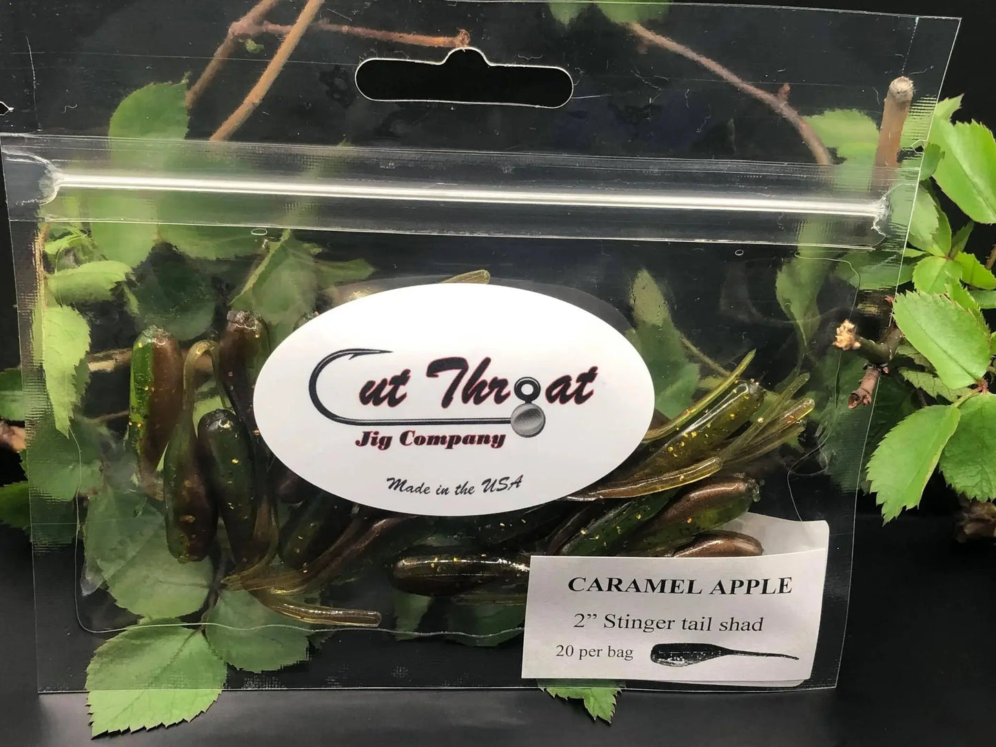 Cut Throat Crappie Crusher 2" Stinger Tail Shad -CARAMAL APPLE 20pk - Lucky Lure Tackle