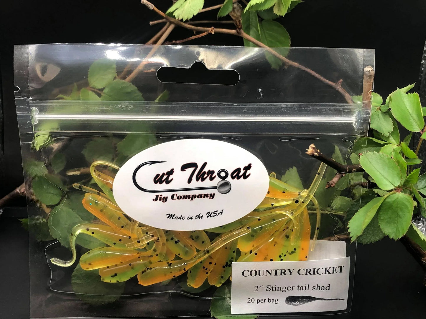 Cut Throat Crappie Crusher 2" Stinger Tail Shad - COUNTRY CRICKET 20pk