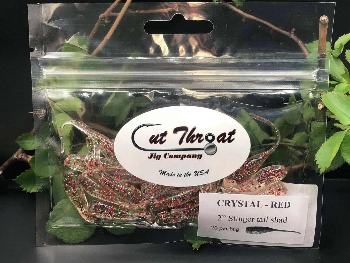 Cut Throat Crappie Crusher 2" Stinger Tail Shad - CRYSTAL RED 20pk - Lucky Lure Tackle