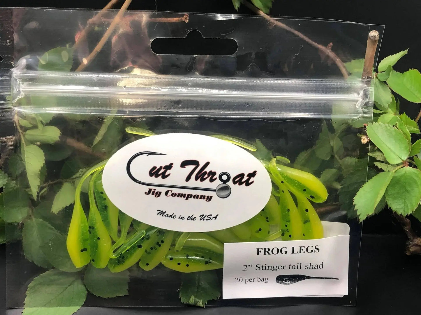 Cut Throat Crappie Crusher 2" Stinger Tail Shad - FROG LEGS 20pk - Lucky Lure Tackle