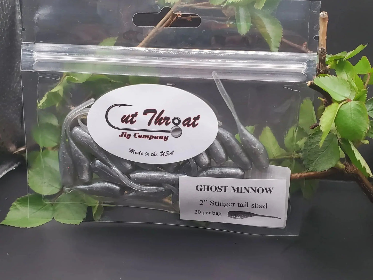 Cut Throat Crappie Crusher 2" Stinger Tail Shad - GHOST MINNOW 20pk - Lucky Lure Tackle