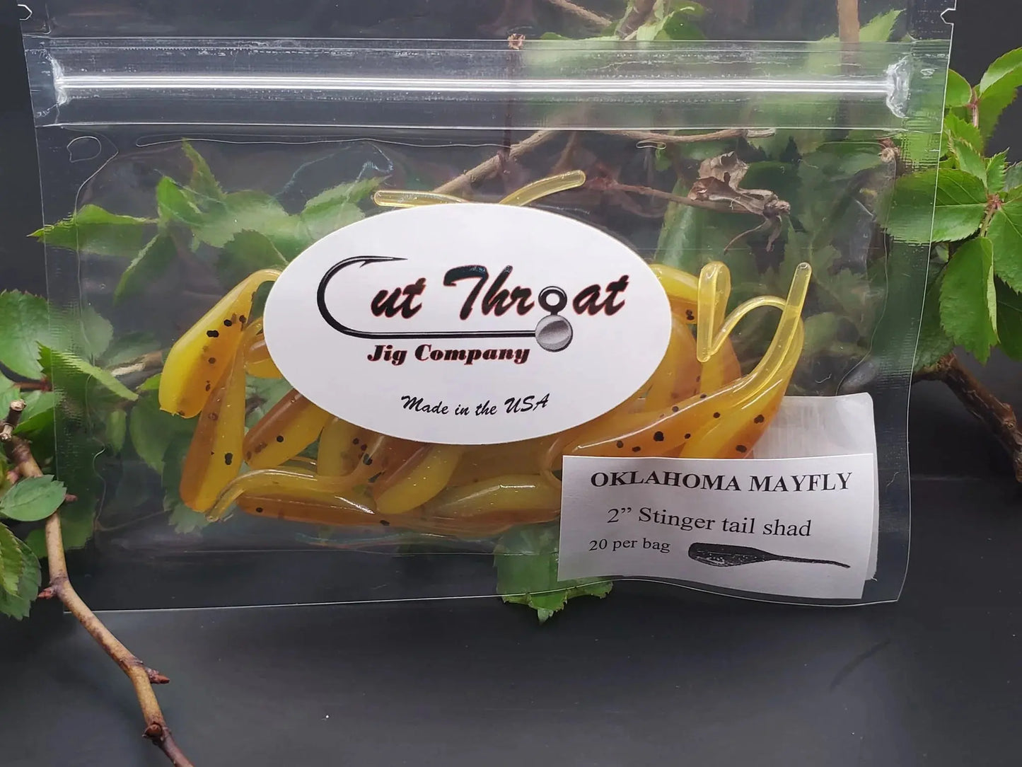 Cut Throat Crappie Crusher 2" Stinger Tail Shad - OKLAHOMA MAYFLY 20pk - Lucky Lure Tackle