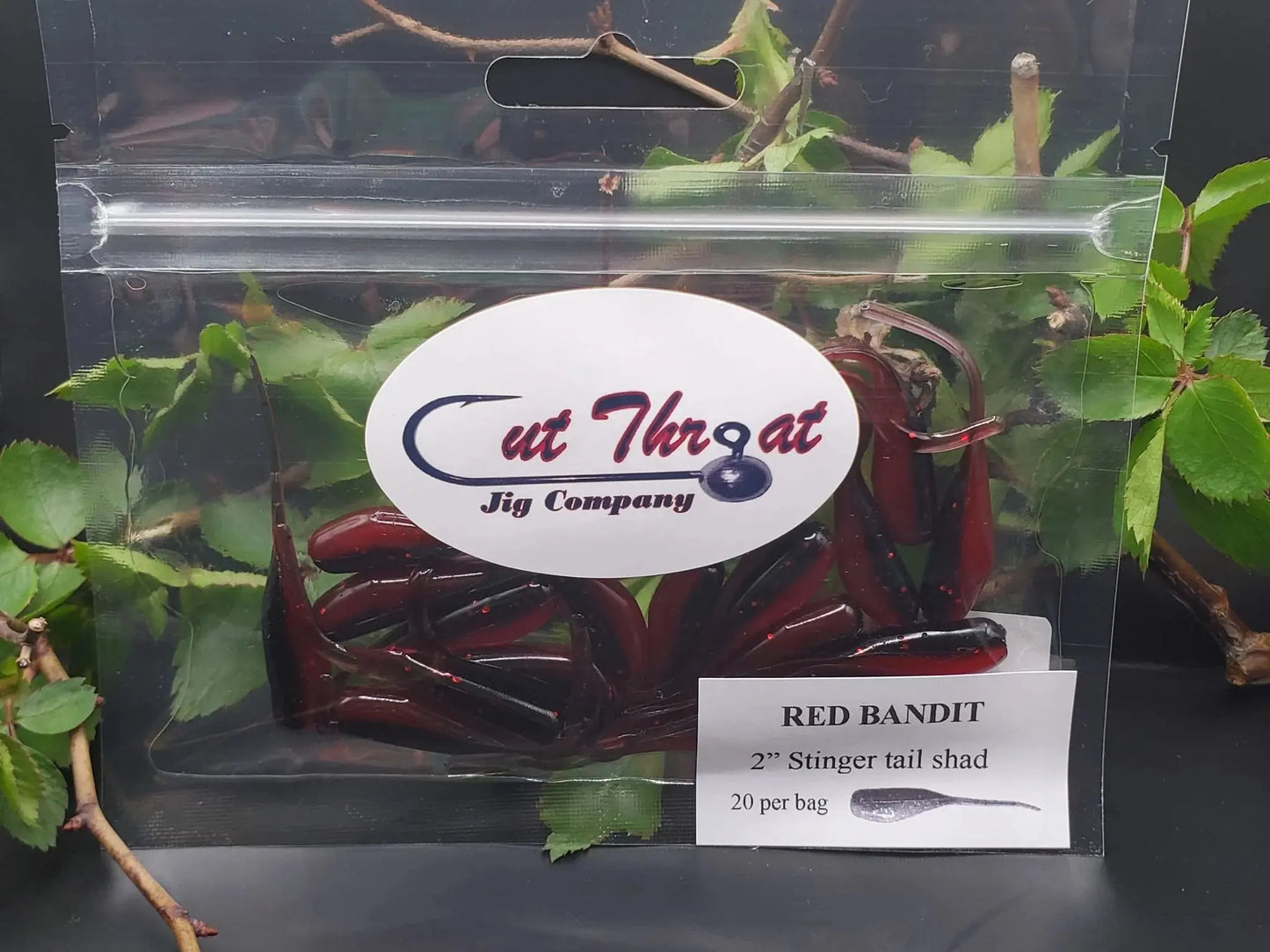 Cut Throat Crappie Crusher 2" Stinger Tail Shad - RED BANDIT 20pk - Lucky Lure Tackle