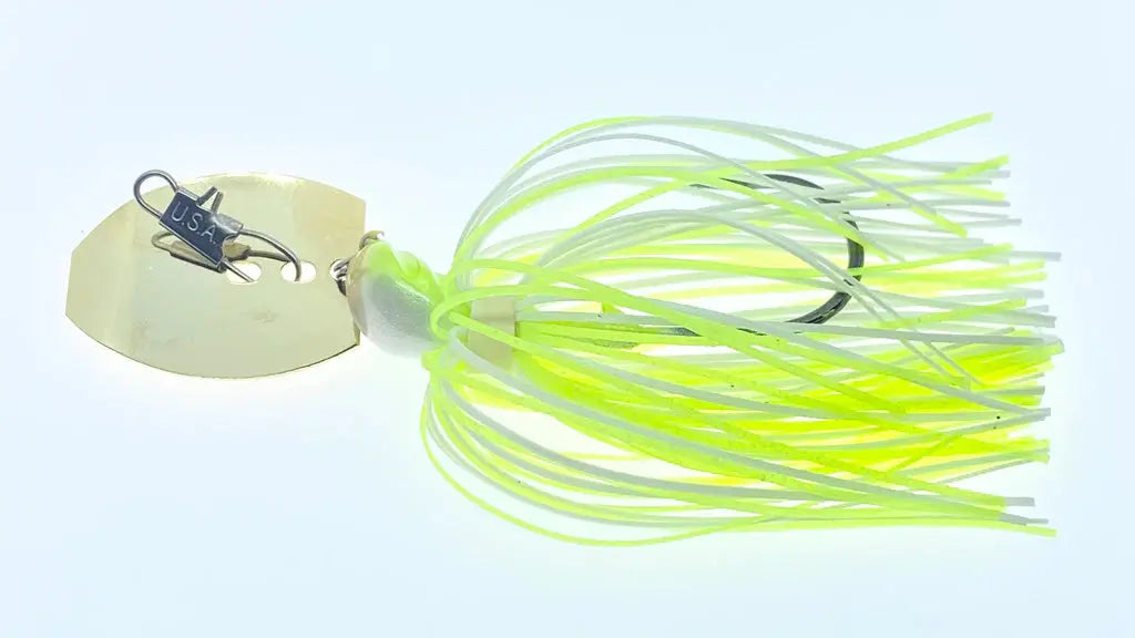 Delta Lures Thunder Jig 3/8oz - Gold Blade Chartreuse White - Lucky Lure Tackle