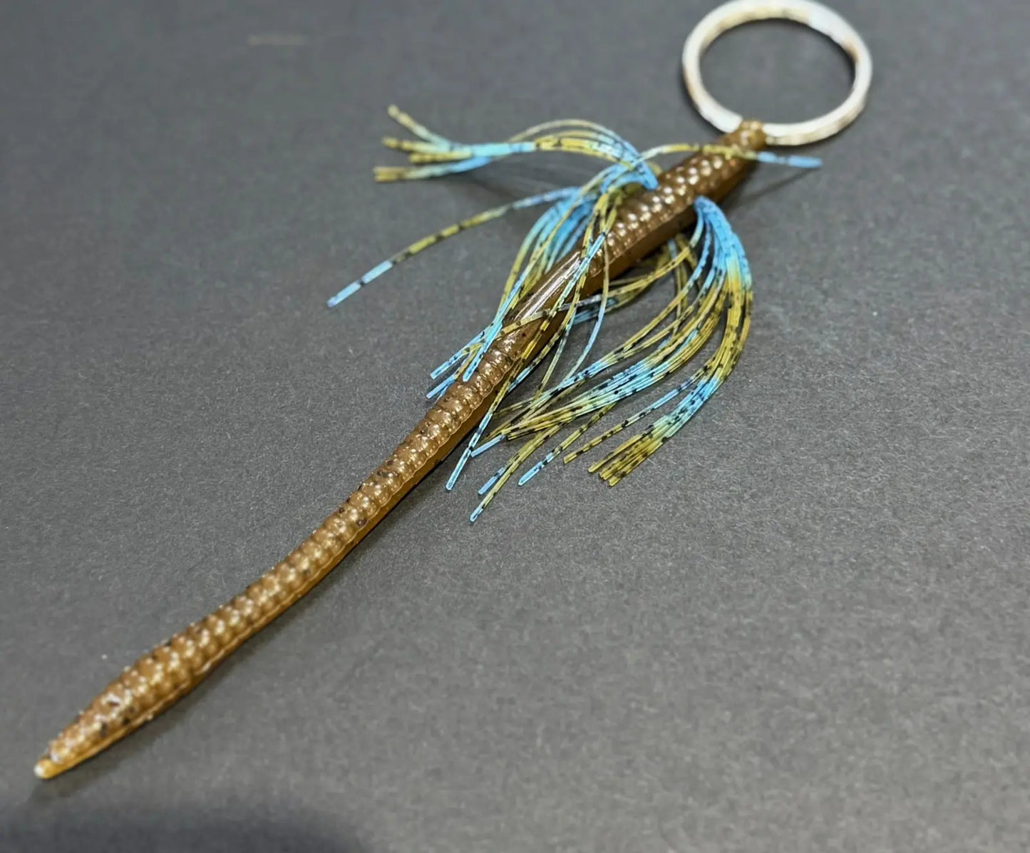 Tightline UV Whisker Finesse Worm 6" RATTL'N - Green Pumpkin w/ Light Blue Green 5pk - Lucky Lure Tackle