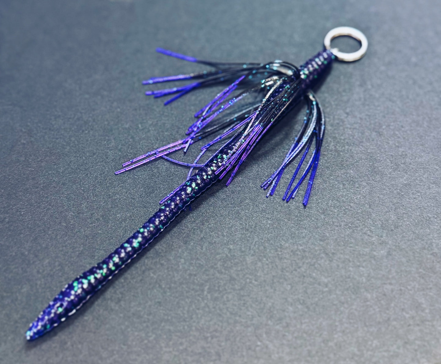 Tightlines UV Whisker Finesse Worm 6" RATTL'N - Junebug w/ Purple Tip 5pk