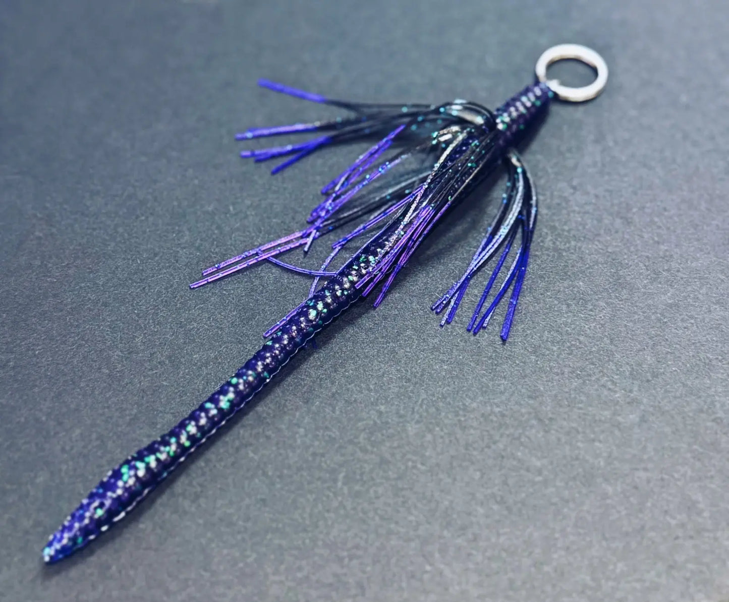 Tightlines UV Whisker Finesse Worm 6" RATTL'N - Junebug w/ Purple Tip 5pk - Lucky Lure Tackle