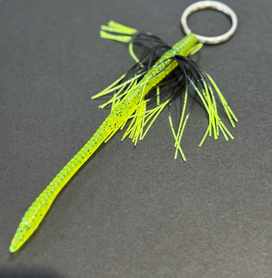Tightlines UV Whisker Finesse Worm 6" RATTL'N - Chartreuse Pepper w/ Chart Tip  5pk
