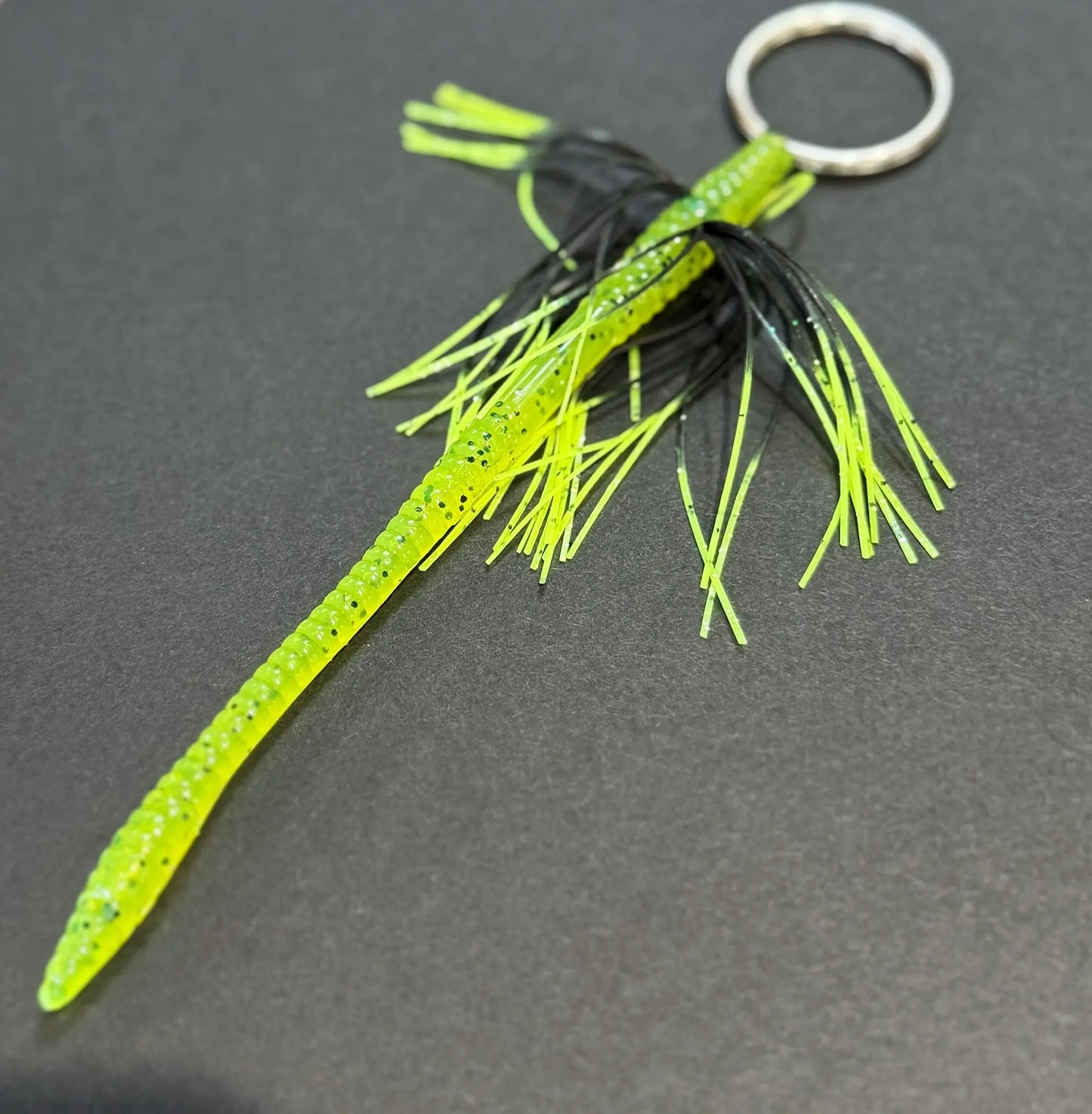 Tightlines UV Whisker Finesse Worm 6" RATTL'N - Chartreuse Pepper w/ Chart Tip 5pk - Lucky Lure Tackle