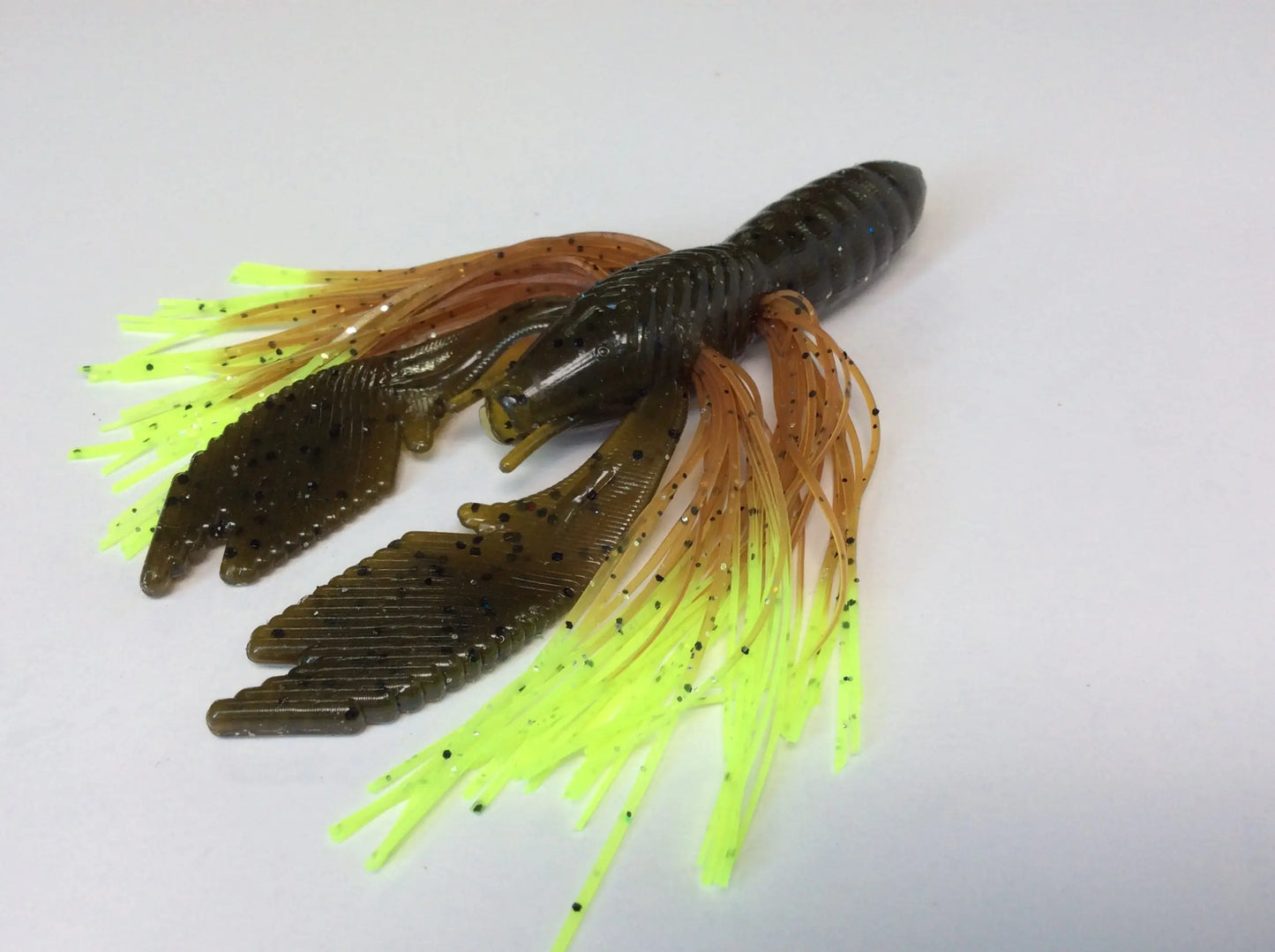 Tightlines UV Whisker DB Hybrid Rattl'N Rig 4" - UV Green Pumpkin w/ Pumpkin Chart Tip 4pk - Lucky Lure Tackle