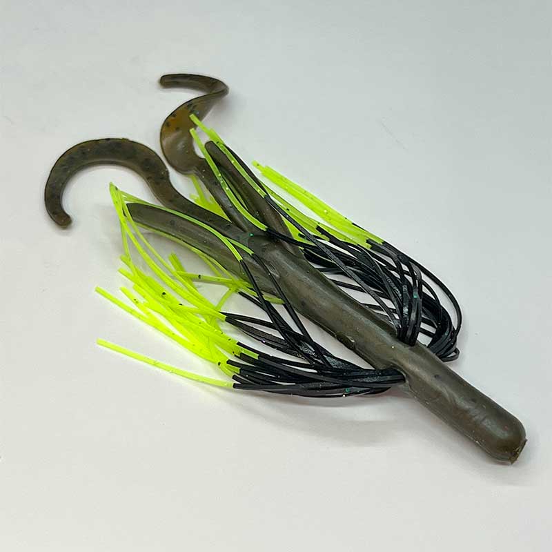 Tightlines UV Whisker Hog Rig 4" Rattling - UV Green Pumpkin w/ Chart Tip 5pk