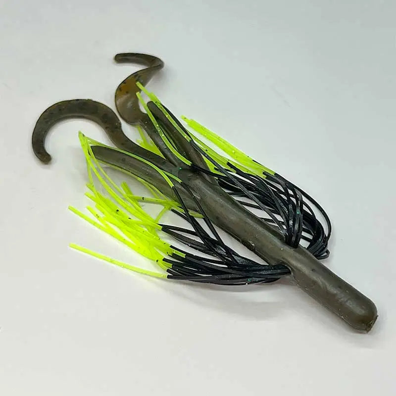 Tightlines UV Whisker Hog Rig 4" Rattling - UV Green Pumpkin w/ Chart Tip 5pk - Lucky Lure Tackle