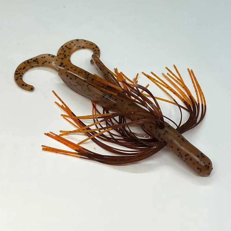 Tightline UV Whisker Hog Rig 4" Rattling - UV Pumpkin w/ Craw Tip 5pk - Lucky Lure Tackle