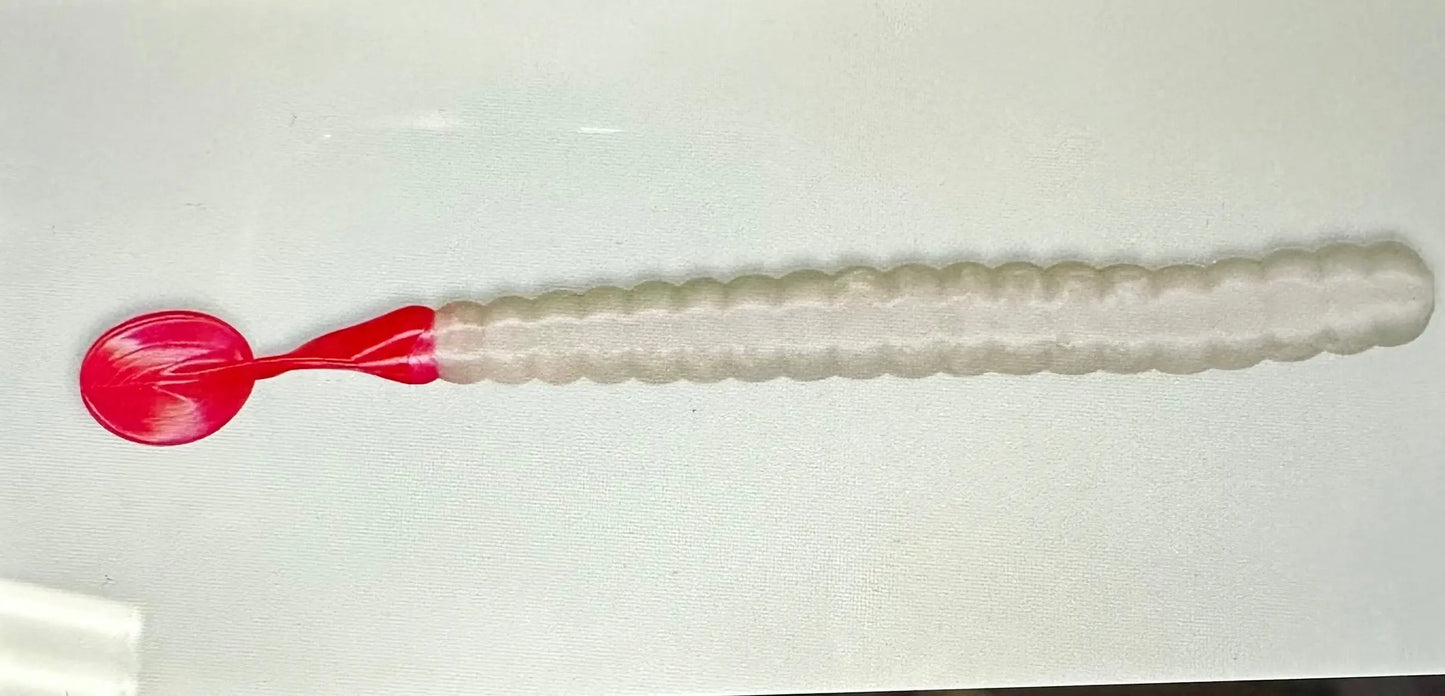 Charlie Brewers 4'' Bass Grub - Pearl/Red Tail - Lucky Lure Tackle