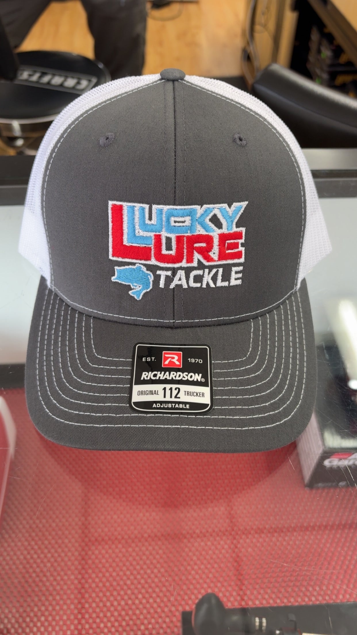 Lucky Lure Hat - Charcoal and White