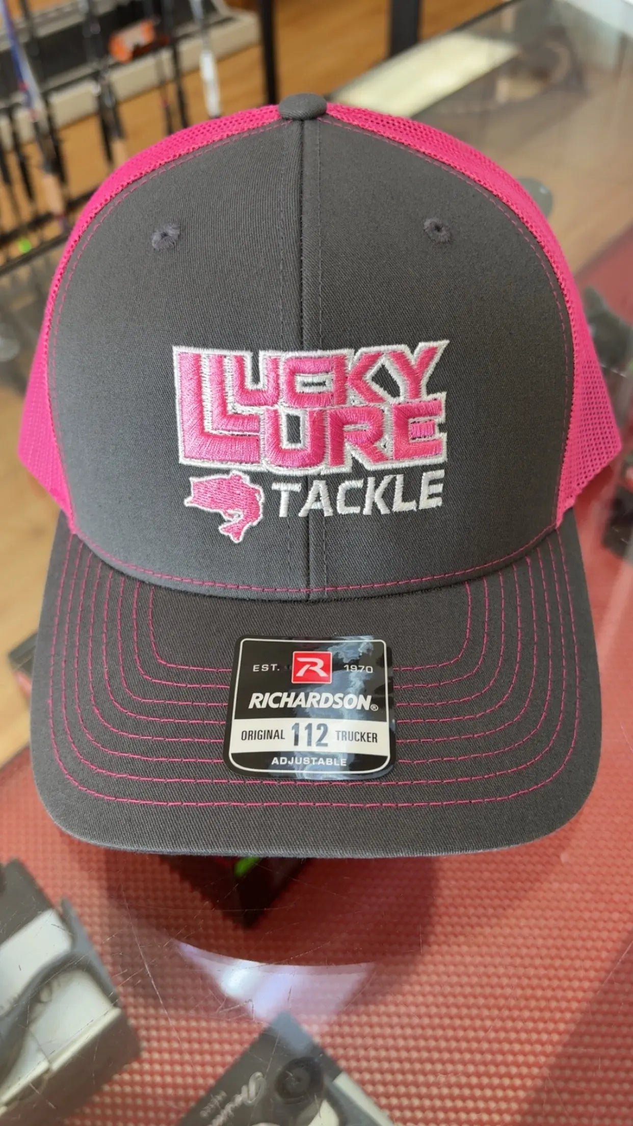 Lucky Lure Pink/Charcoal Hat - Lucky Lure Tackle
