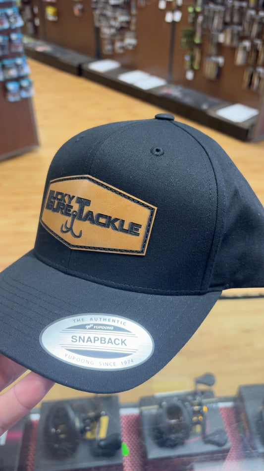 Lucky Lure Leather Patch Hat - Black Yupoong