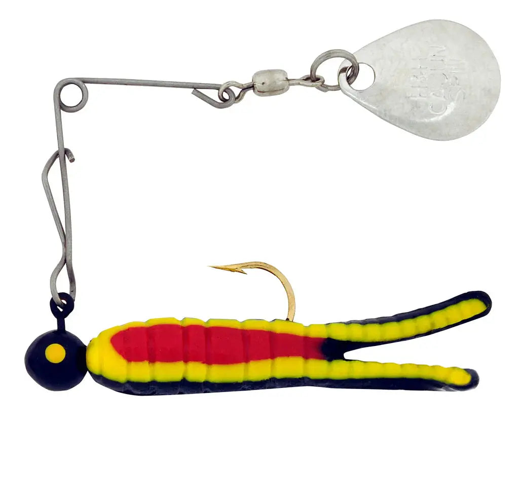 H & H Cajun Spin 1/4oz Black/Yellow Stripe/Red Belly - Lucky Lure Tackle