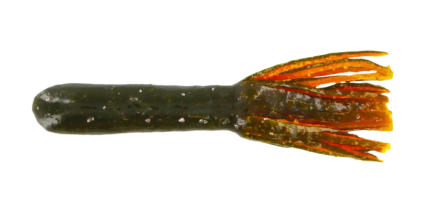 Big Bite Tour Flipper Tube 4" - Green Pumpkin/Orange Tail 8pk - Lucky Lure Tackle