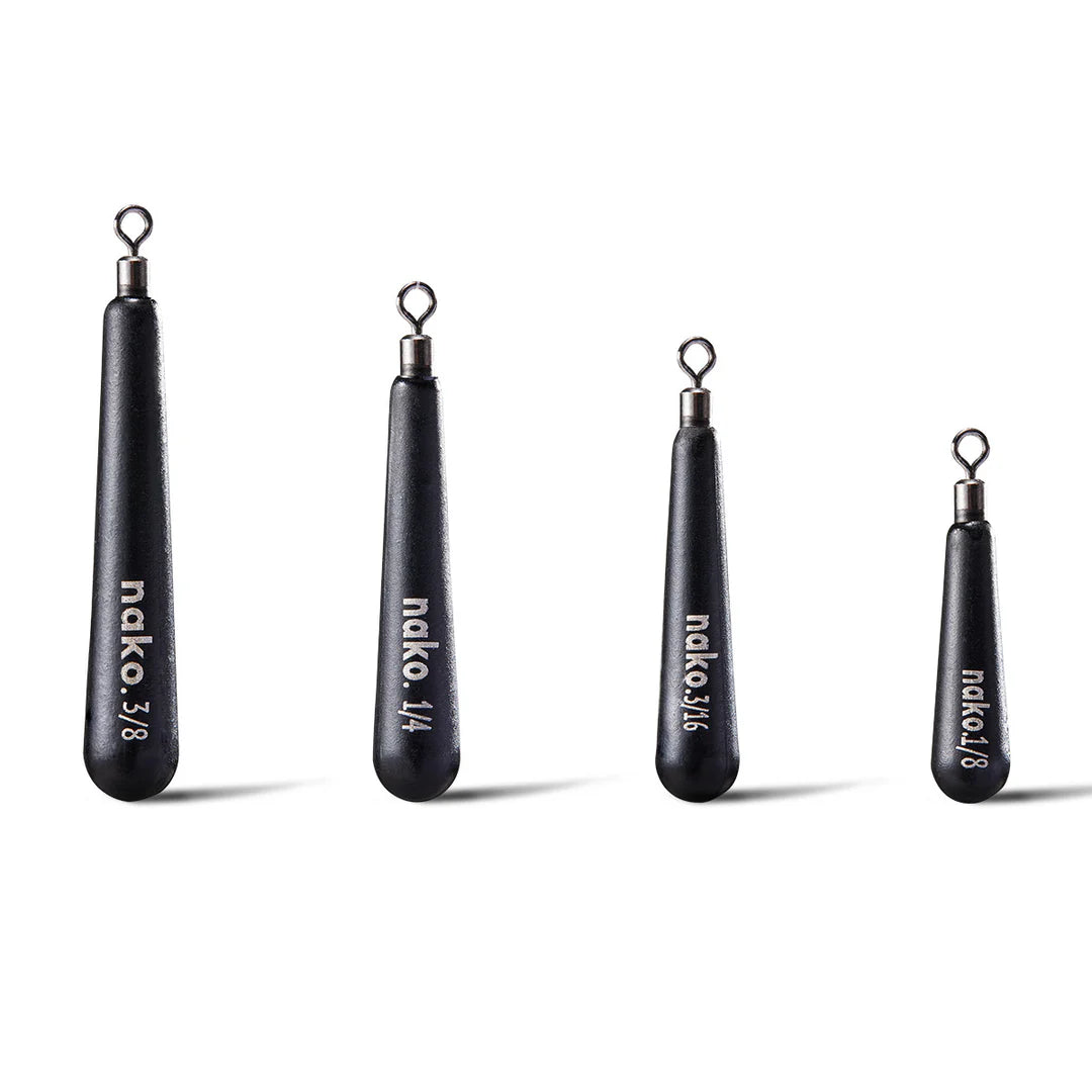 Nako 1/8oz Tungsten Skinny Free Rig Drop Shot Weights - 5pk