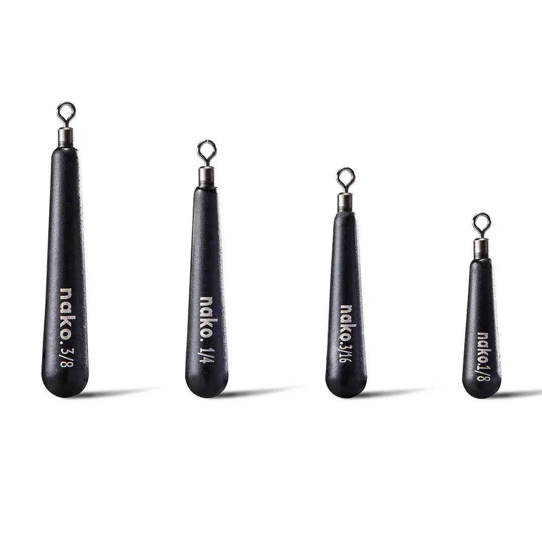 Nako 1/8oz Tungsten Skinny Free Rig Drop Shot Weights - 5pk - Lucky Lure Tackle