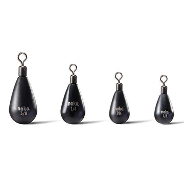 Nako 1/8oz Tungsten Tear Free Rig Drop Shot Weights - Black  5pk