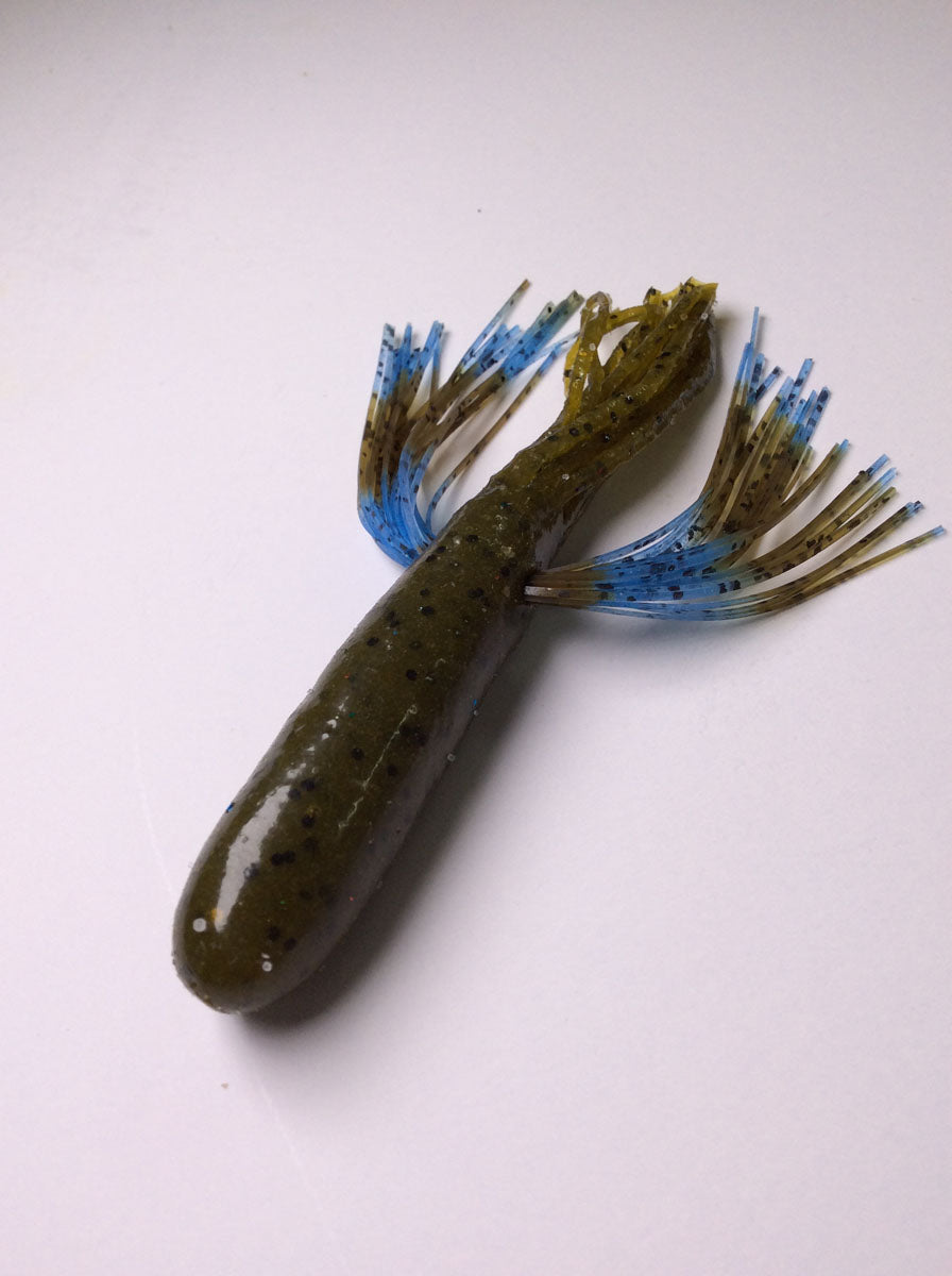Tightlines UV Whisker Tube Rig 4" - UV Green Pumpkin w/ Light Blue Green 4pk