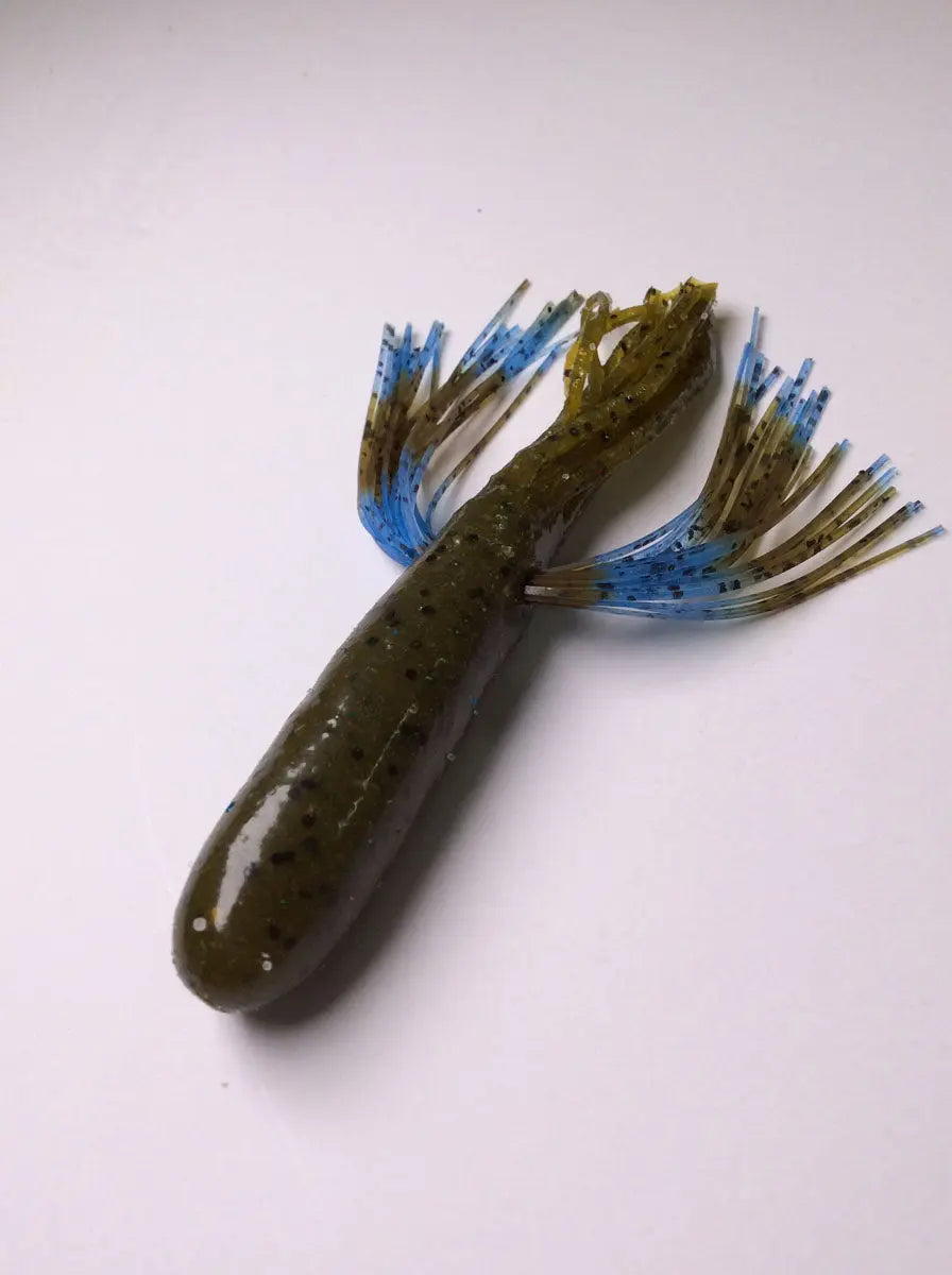 Tightlines UV Whisker Tube Rig 4" - UV Green Pumpkin w/ Light Blue Green 4pk - Lucky Lure Tackle