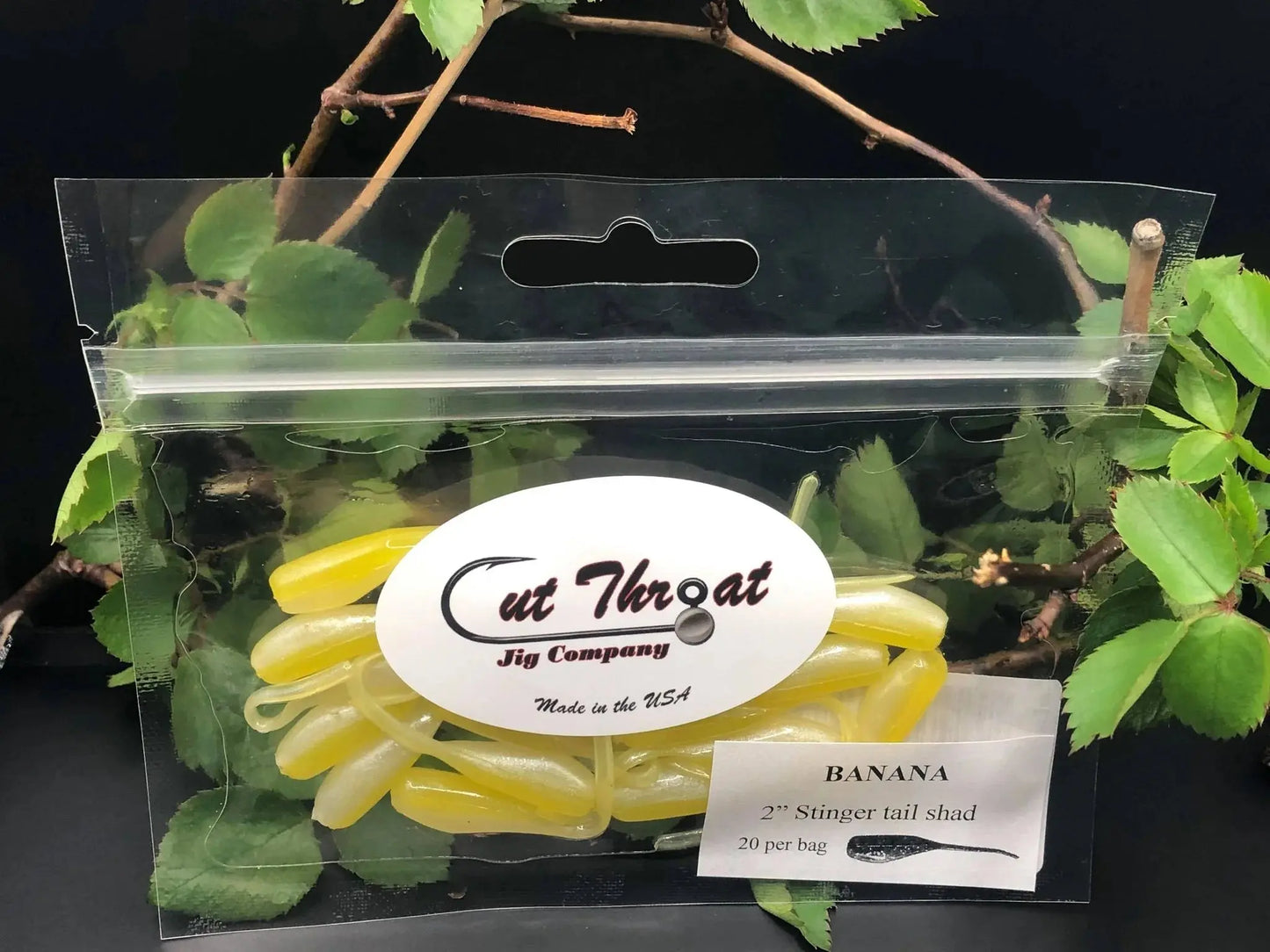 Cut Throat Crappie Crusher 2" Stinger Tail Shad -BANANA 20pk Cut Throat