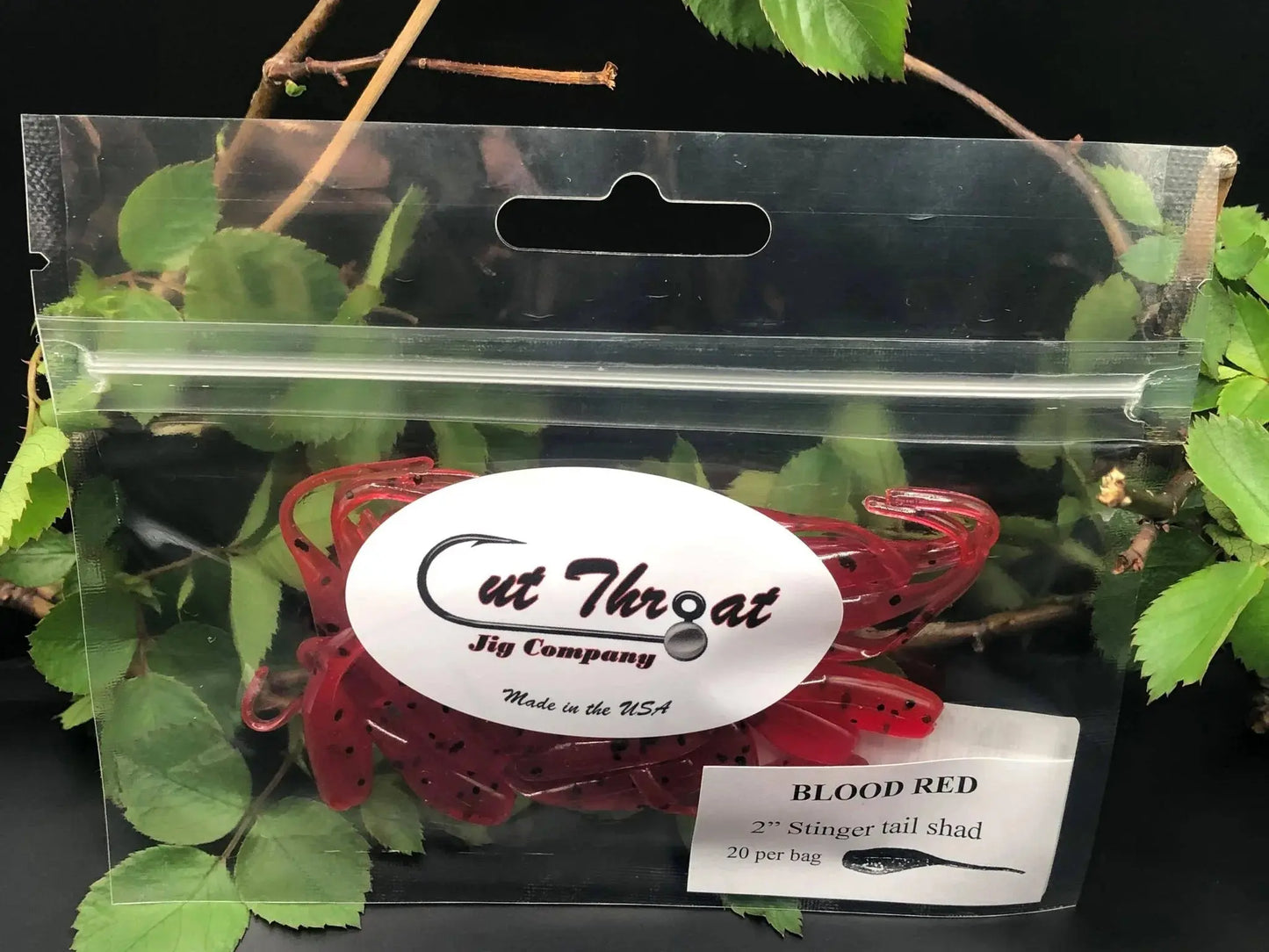 Cut Throat Crappie Crusher 2" Stinger Tail Shad - BLOOD RED 20pk - Lucky Lure Tackle