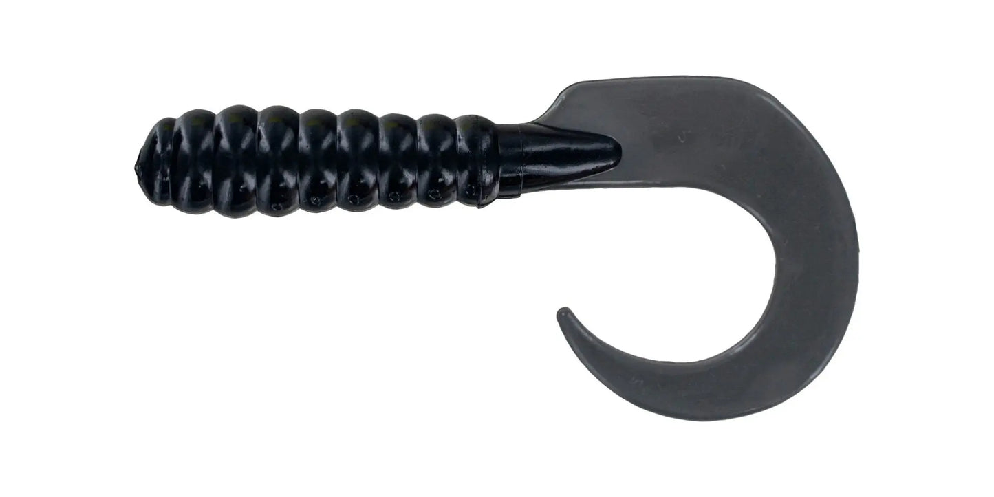 Big Bite Curl Tail Grub 4" - Black 10pk - Lucky Lure Tackle