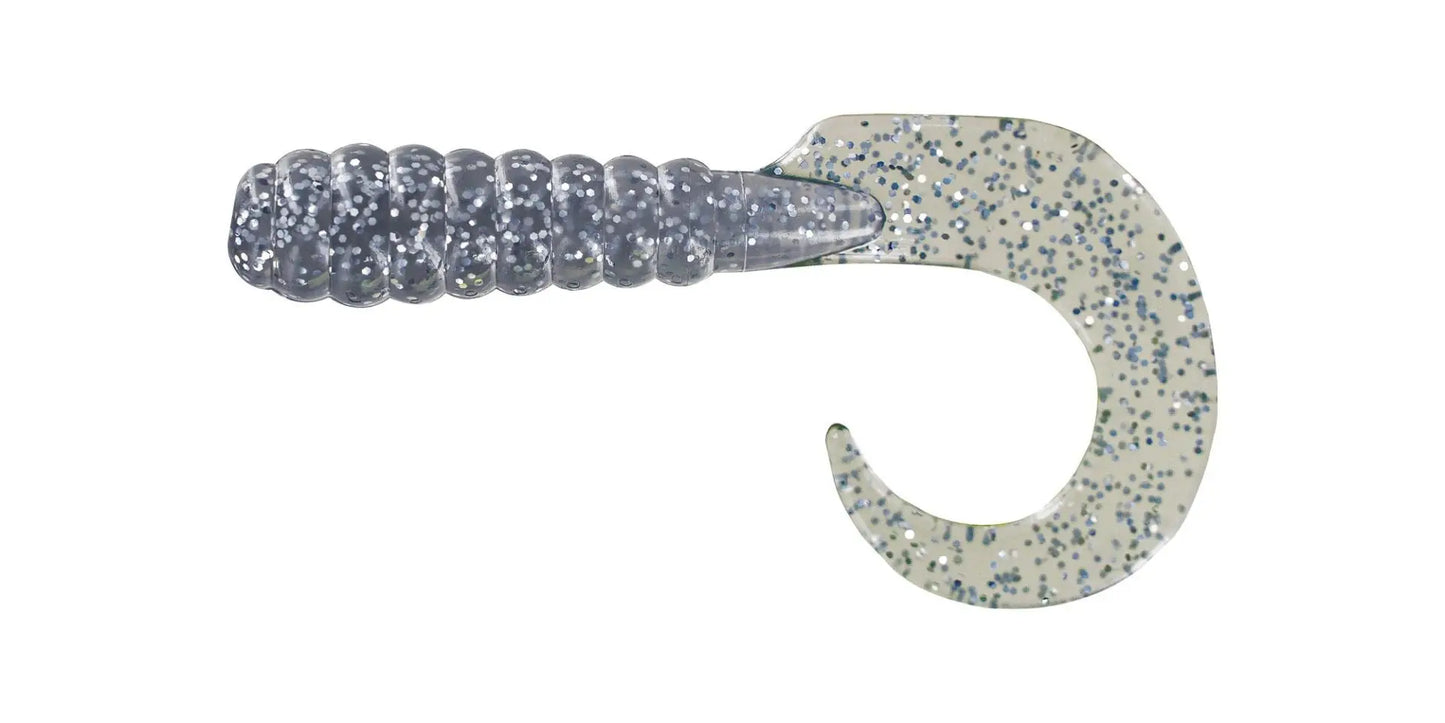 Big Bite Curl Tail Grub 4" - Smoke Silver 10pk - Lucky Lure Tackle