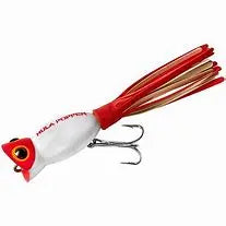 Arbogast Hula Popper 3/8oz - White Red Head - Lucky Lure Tackle
