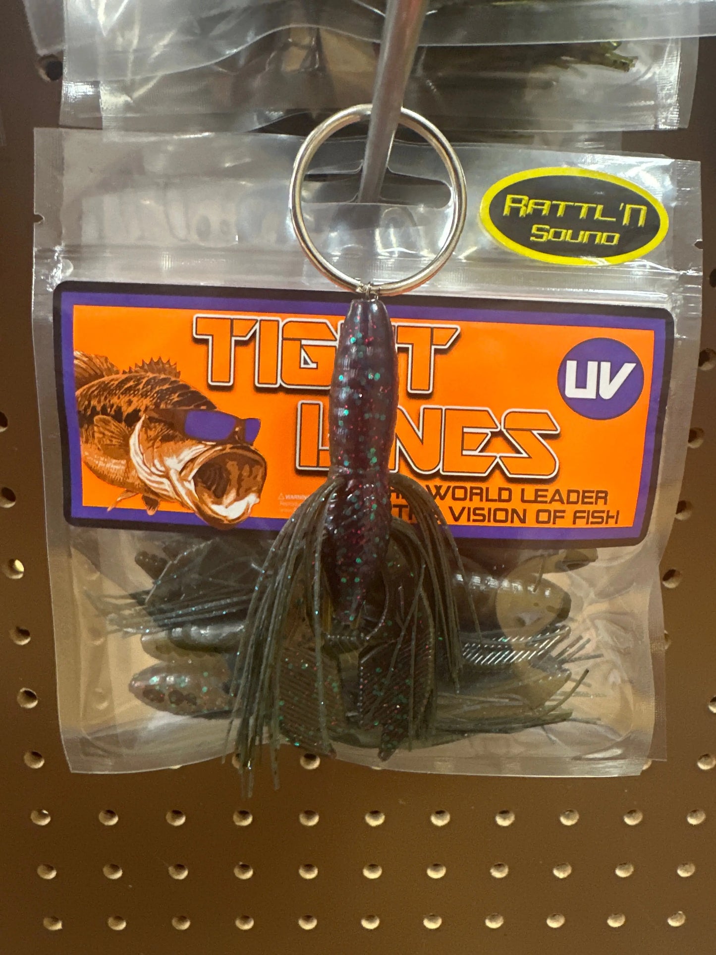 Tightlines UV Whisker DB Hybrid Rattl'N Rig 4" - UV Green Pumpkin Junebug w/ Green Pumpkin 4pk - Lucky Lure Tackle