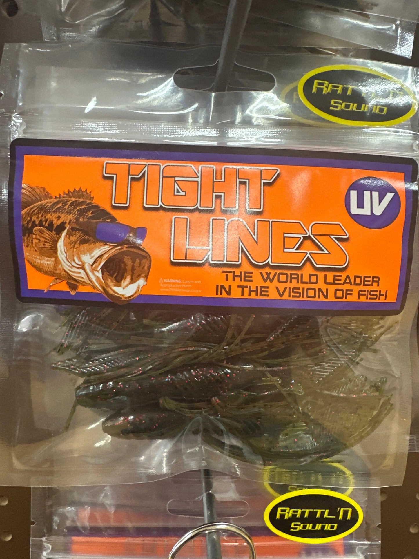 Tightlines UV Whisker DB Hybrid Rattl'n Rig 4" - UV Watermelon Red Flake 4pk - Lucky Lure Tackle