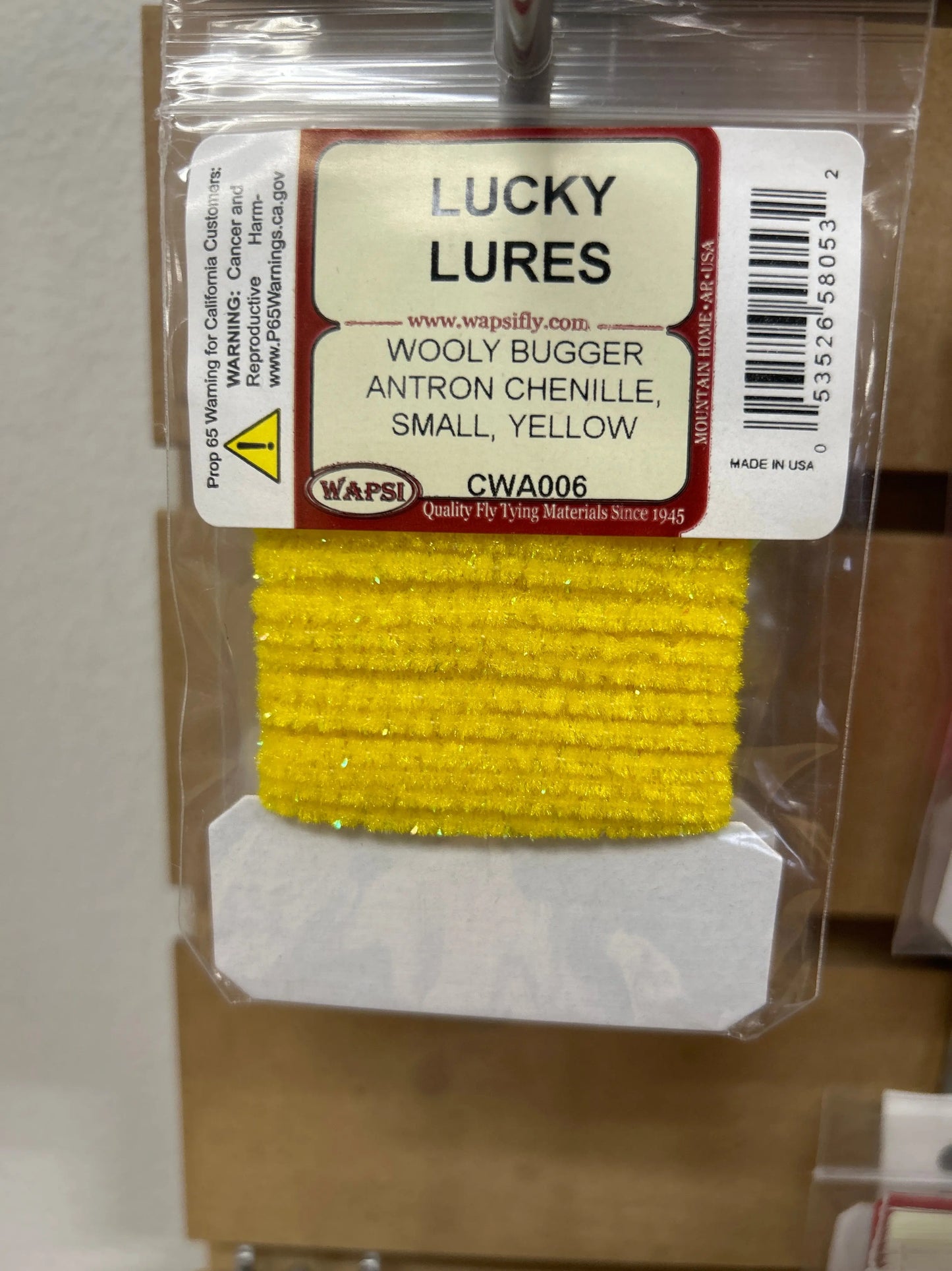 Wapsi Wooly Bugger Antron Chenille Small - Yellow - Lucky Lure Tackle